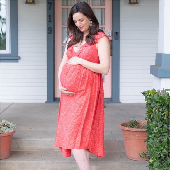 Hatch The Briana Floral Maternity Silk Midi Dress - Picture 12 of 13